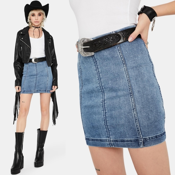Free People Denim/Jean Mini Skirt Sz - Picture 10 of 11